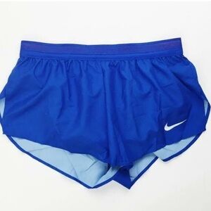 Nike Blue Athletic Running Shorts with White Swoosh
